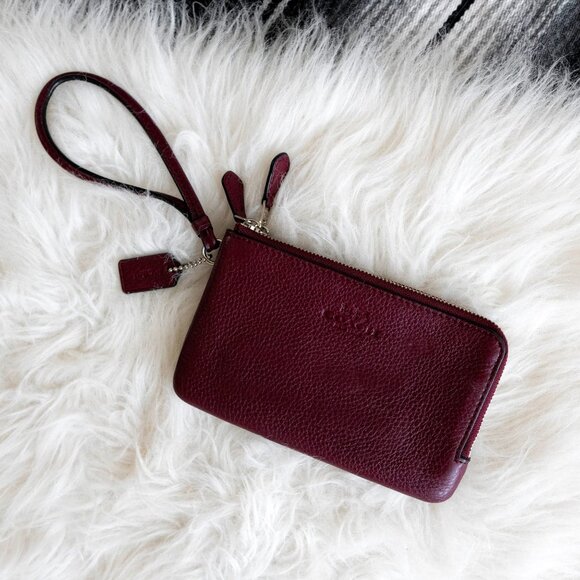 Coach Burgundy Leather Wristlet - Picture 3 of 14